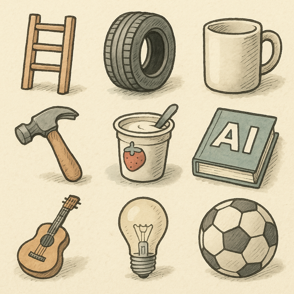 Ručně kreslená tuš a akvarel styl